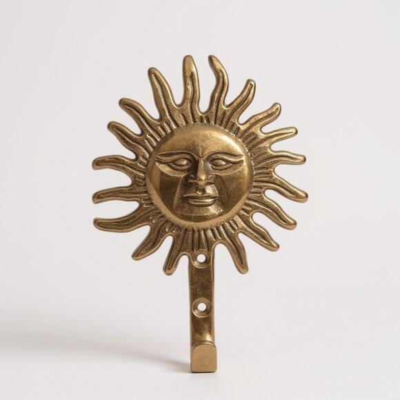 Brass Wall Hook Sun Celestial Greek God Key Hanger MCM 5"x3½" Vintage Décor EUC - Picture 1 of 8